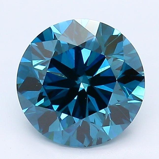 1.5Ct Round SI1 Lab Grown Deep Blue Diamonds with GIA Certificate
