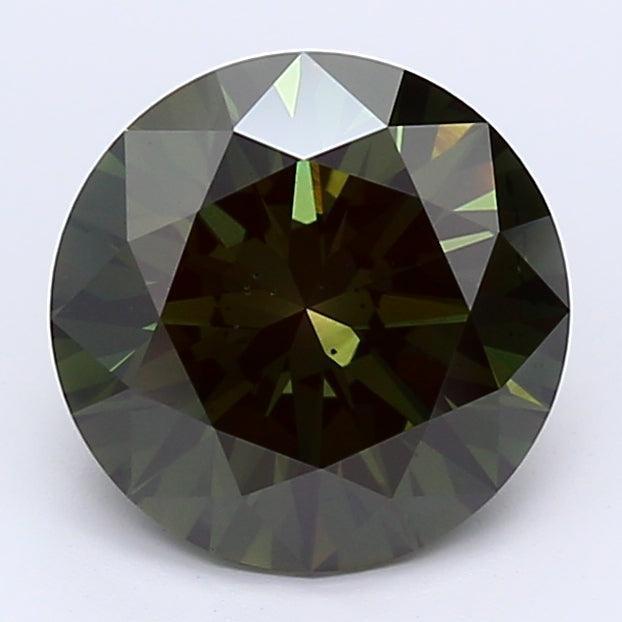 0.92Ct Dark Olive IGL Certified Round Lab Grown Diamond - New World Diamonds - Diamonds