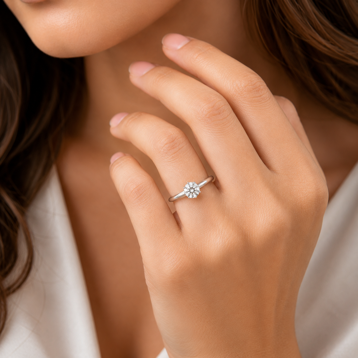 IGI Certified 0.75 Ct Lab Grown Diamond 6 Prong Set Solitaire Engagement Ring in Solid Gold for Women