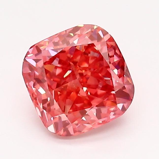 Loose 1.06 Carat Vivid Pink SI1 IGI Certified Lab Grown Cushion Diamonds