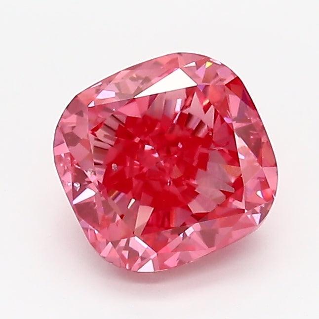 Loose 1.1 Carat Vivid Pink SI1 IGI Certified Lab Grown Cushion Diamonds