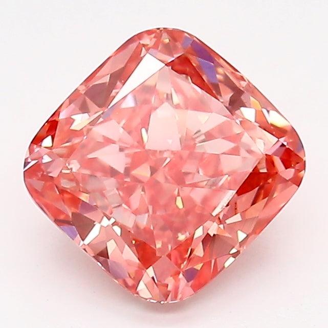 Loose 1.45 Carat Vivid Pink VVS2 IGI Certified Lab Grown Cushion Diamonds