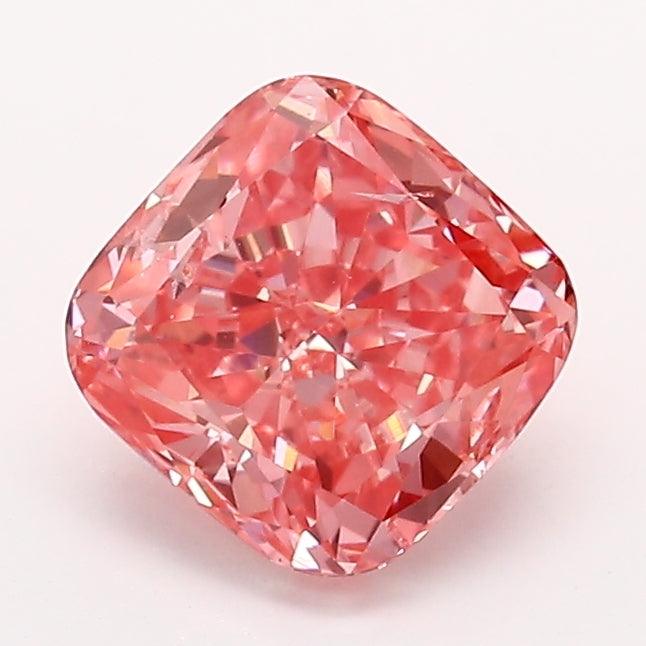 Loose 1.16 Carat Vivid Pink SI1 IGI Certified Lab Grown Cushion Diamonds