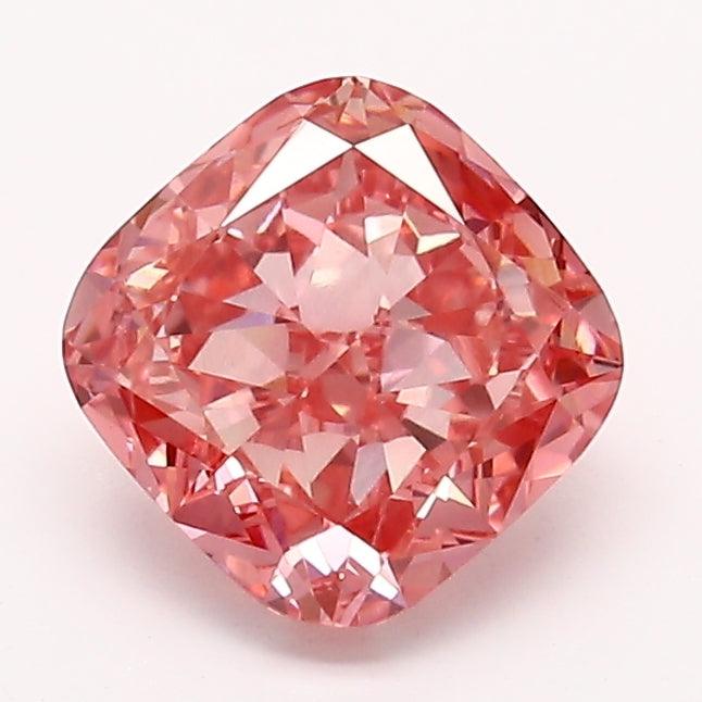 Loose 1.3 Carat Intense Pink VS1 IGI Certified Lab Grown Cushion Diamonds