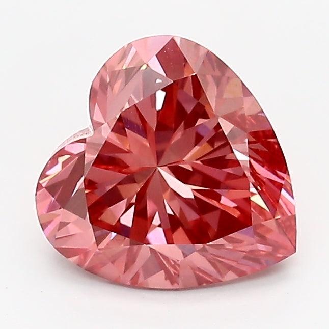 Loose 1.28 Carat Vivid Pink VS1 IGI Certified Lab Grown Heart Diamonds