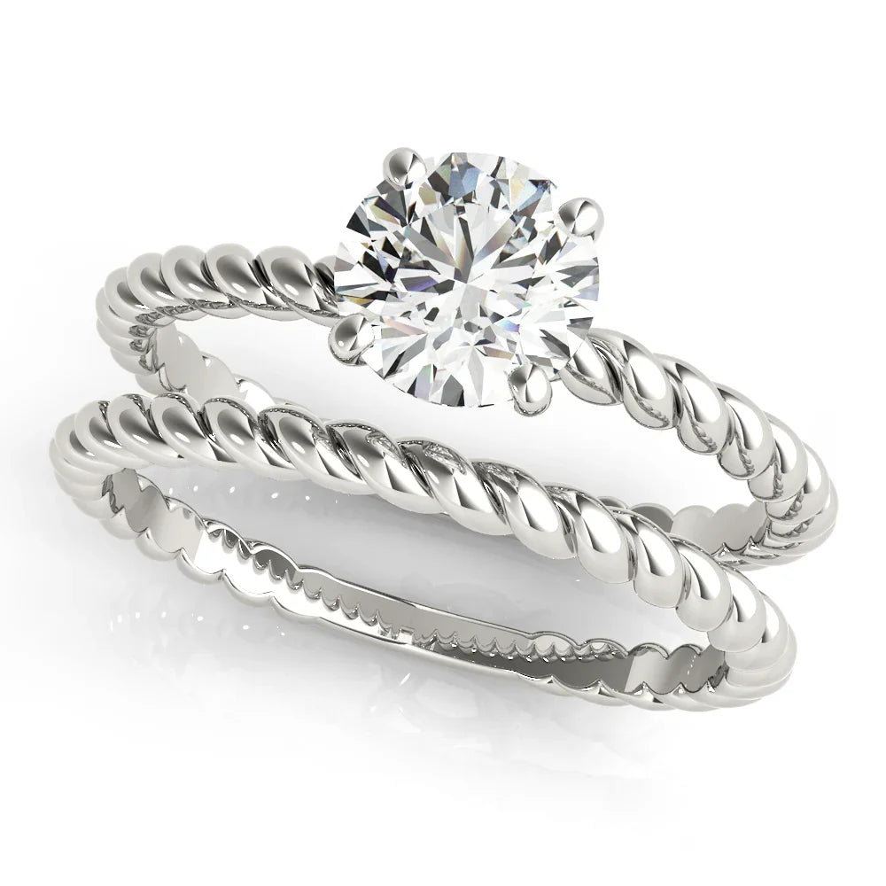 Solitaire Engagement Rings Nautical Rope Design Lab-Grown Diamonds
