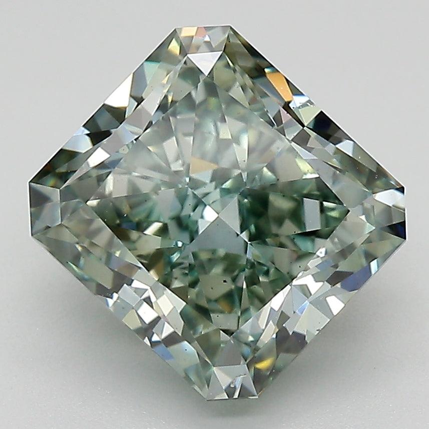 Loose 4.06 Carat Intense Green VS2 IGI Certified Lab Grown Radiant Diamonds