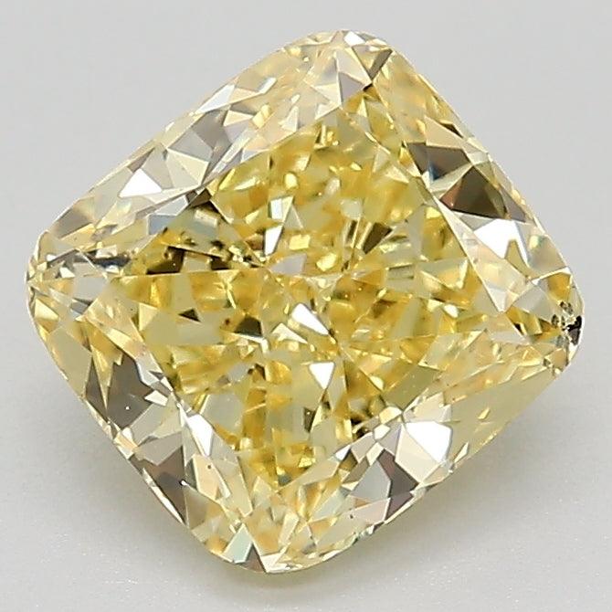 Loose 2.02 Carat Intense Yellow SI1 IGI Certified Lab Grown Cushion Diamonds