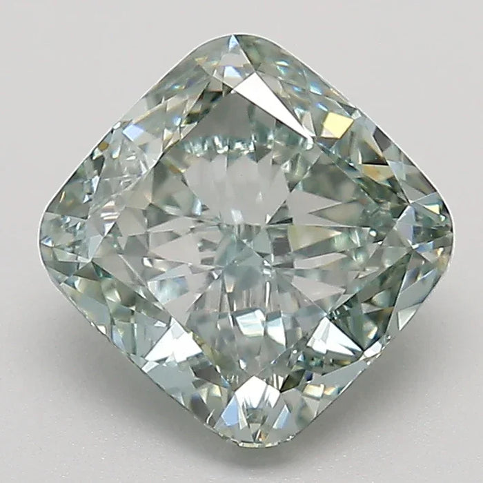 Loose 2.14 Carat Intense Green VS2 IGI Certified Lab Grown Cushion Diamonds