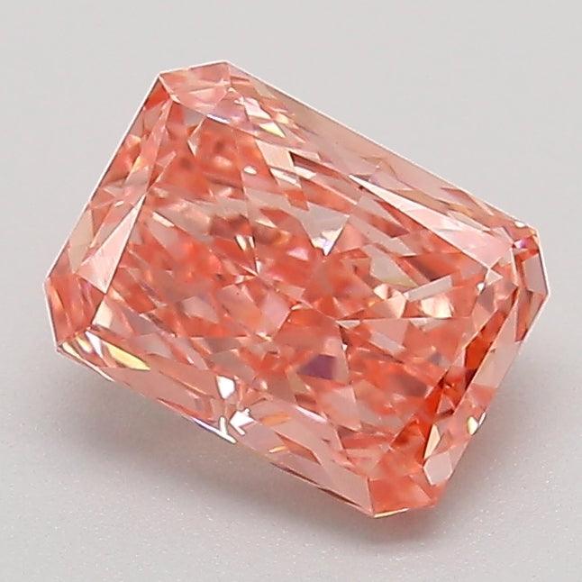 Loose 1.34 Carat Vivid Pink VVS2 IGI Certified Lab Grown Radiant Diamonds