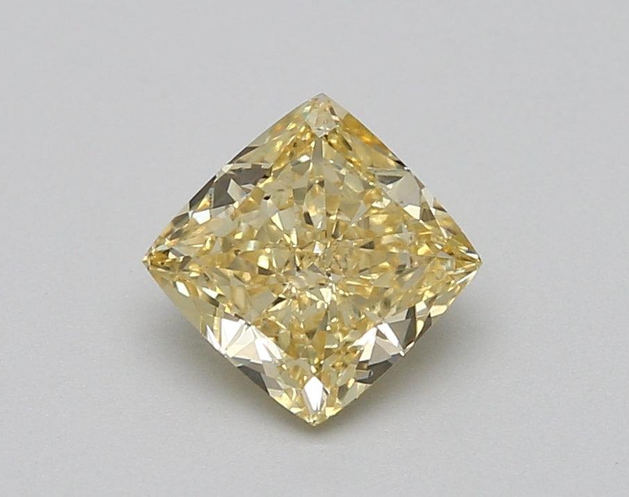 Loose 1.06 Carat Intense Yellow VS2 IGI Certified Lab Grown Cushion Diamonds