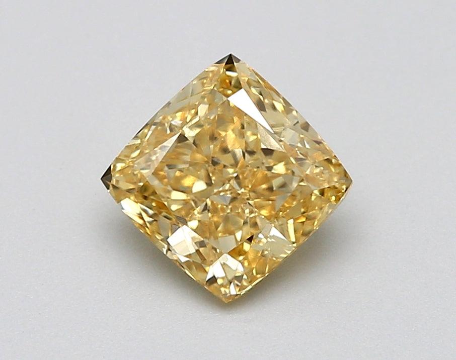 Loose 1.14 Carat Intense Yellow VS1 IGI Certified Lab Grown Cushion Diamonds