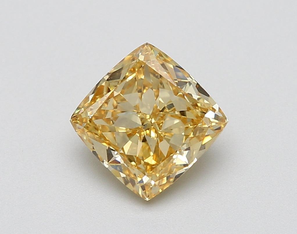 Loose 1.56 Carat Intense Yellow VS1 IGI Certified Lab Grown Cushion Diamonds