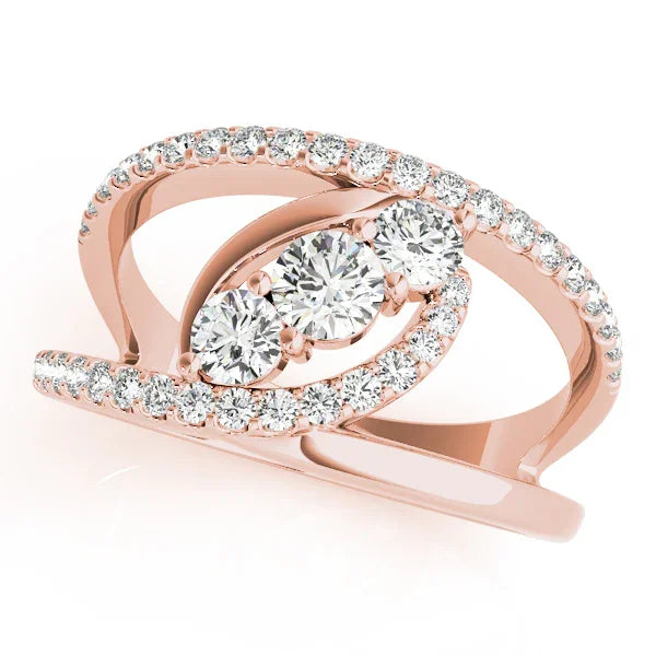 3 Stone Bypass Ring 5/8Ctw