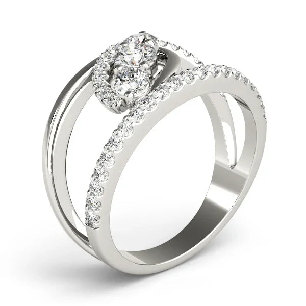 3 Stone Bypass Ring 5/8Ctw