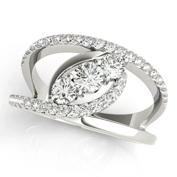 3 Stone Bypass Ring 5/8Ctw