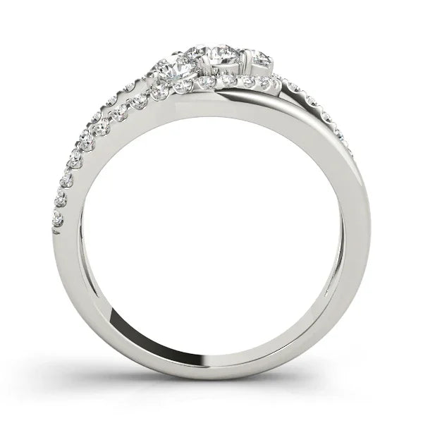 3 Stone Bypass Ring 5/8Ctw