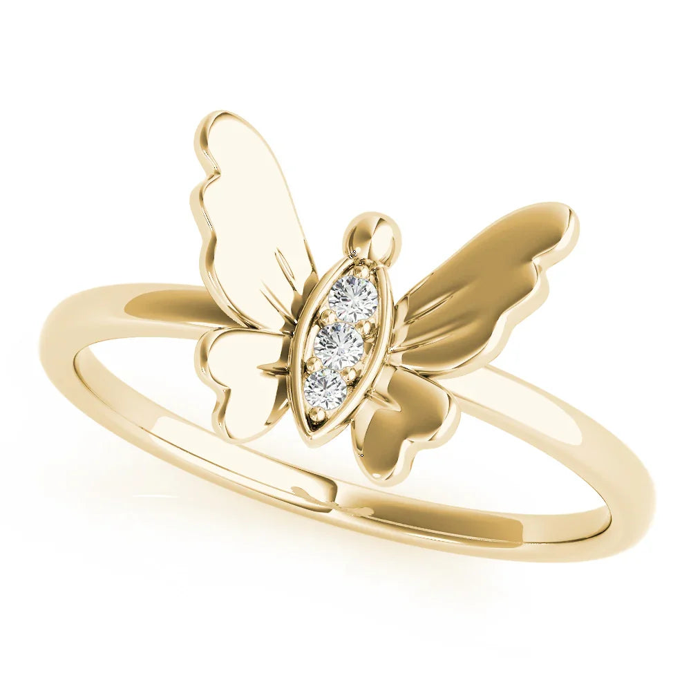 Dainty Butterfly Diamond Ring