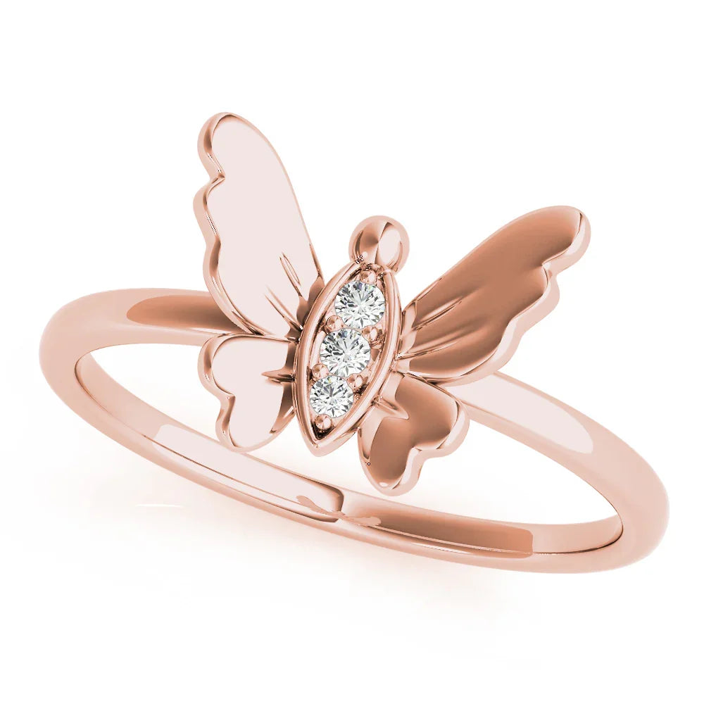 Dainty Butterfly Diamond Ring