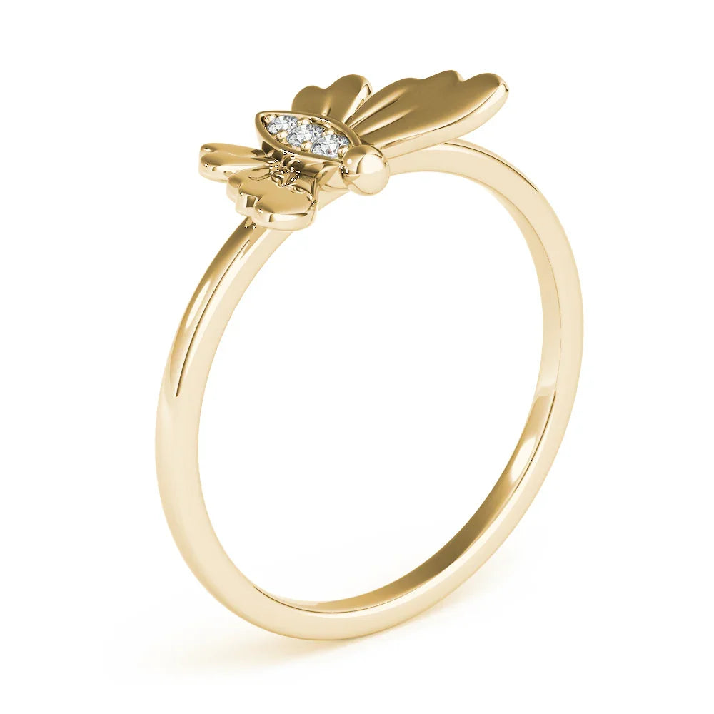 Dainty Butterfly Diamond Ring