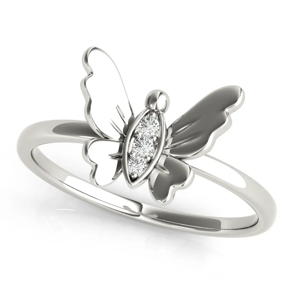 Dainty Butterfly Diamond Ring
