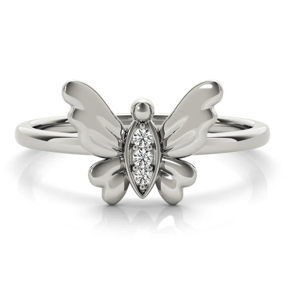 Dainty Butterfly Diamond Ring