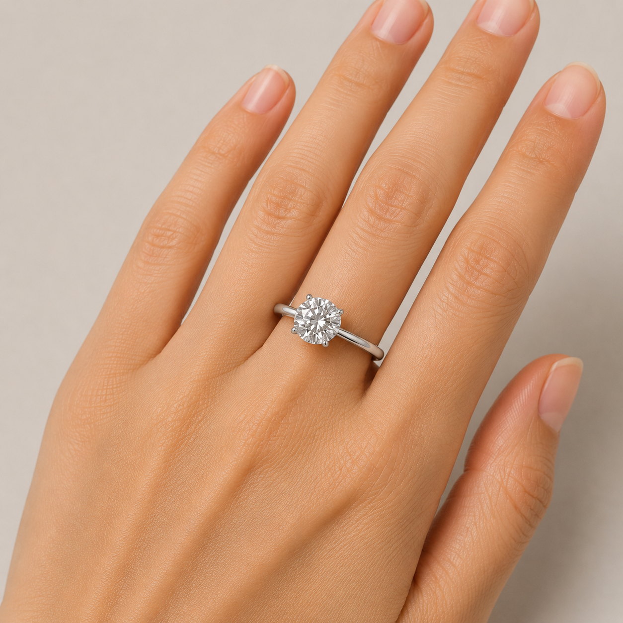 IGI Certified 1.05 Ct Round Cut Lab Grown Diamond 4 prong Hidden Halo Engagement Ring in 14K Solid Gold for Her