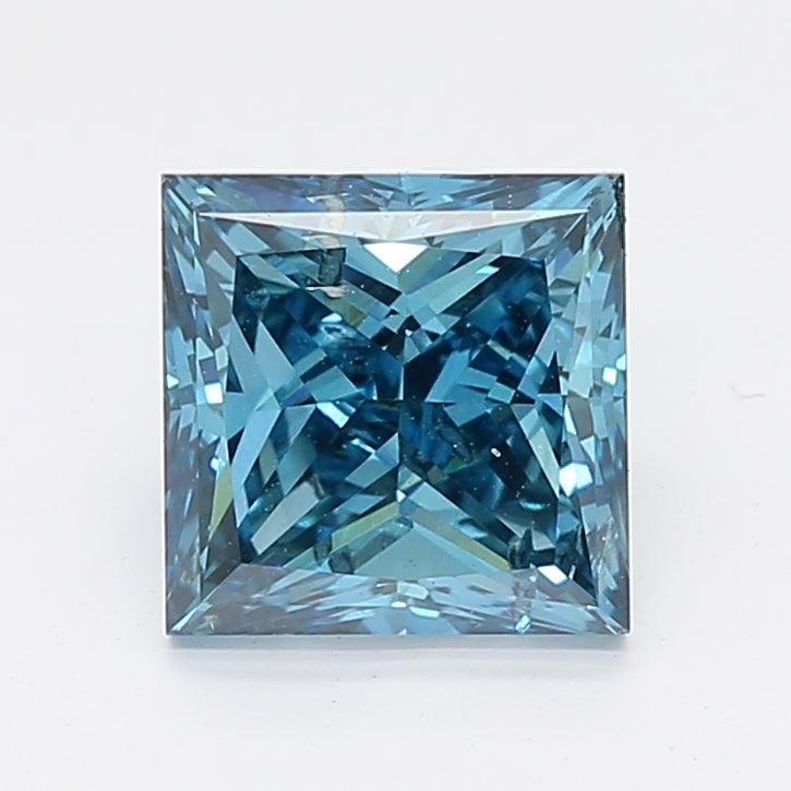Loose 2.07 Carat Vivid Blue SI2 IGI Certified Lab Grown Princess Diamonds