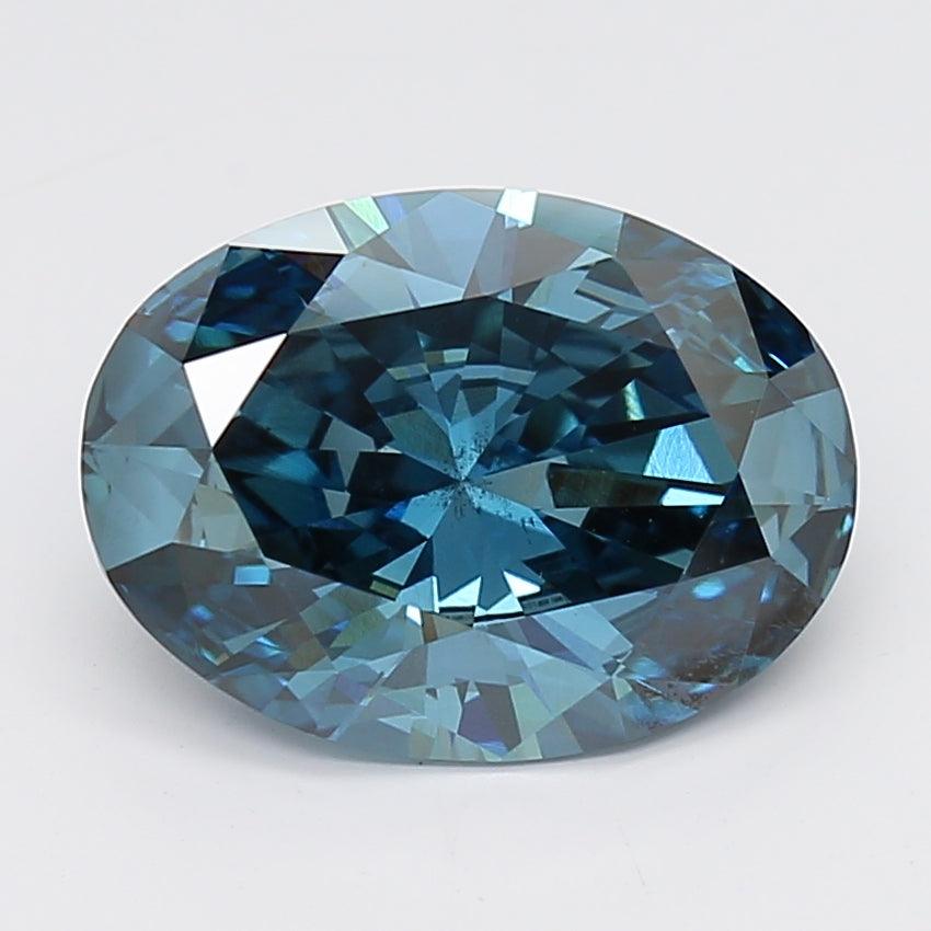 Loose 3.04 Carat Deep Blue SI1 IGI Certified Lab Grown Oval Diamonds