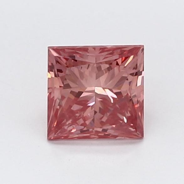 Loose 0.82 Carat Vivid Pink SI1 IGI Certified Lab Grown Princess Diamonds