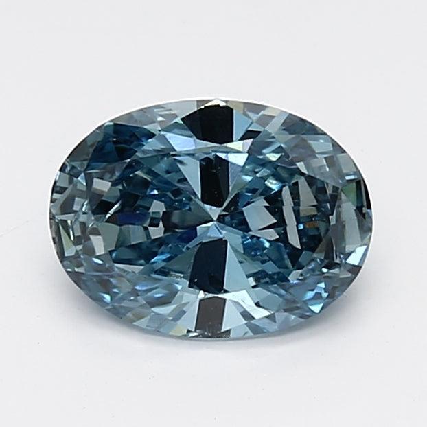 Loose 0.97 Carat Vivid Blue SI1 IGI Certified Lab Grown Oval Diamonds