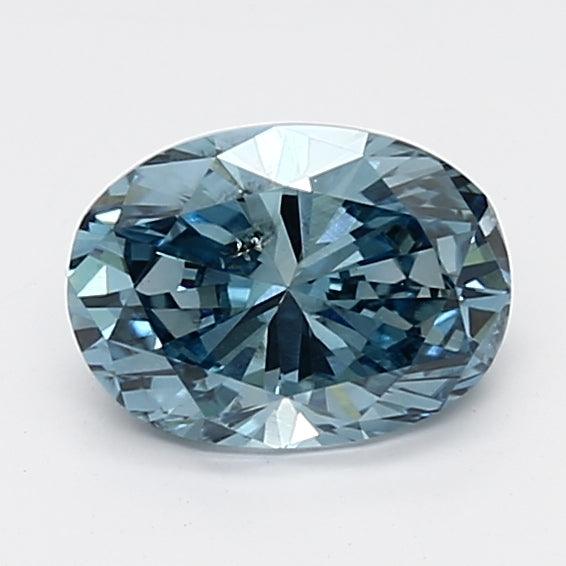 Loose 0.95 Carat Vivid Blue SI1 IGI Certified Lab Grown Oval Diamonds