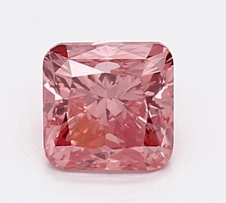Loose 0.67 Carat Vivid Pink SI1 IGI Certified Lab Grown Cushion Diamonds