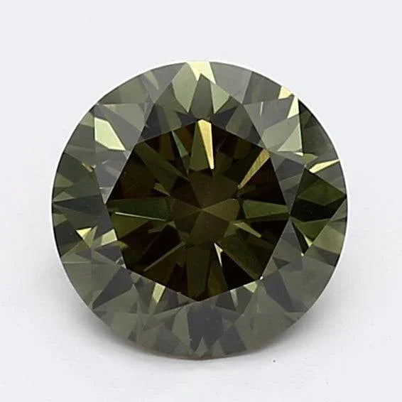 Loose 1.47 Carat Dark Green VS2 Intense Certified Lab Grown Round Diamonds