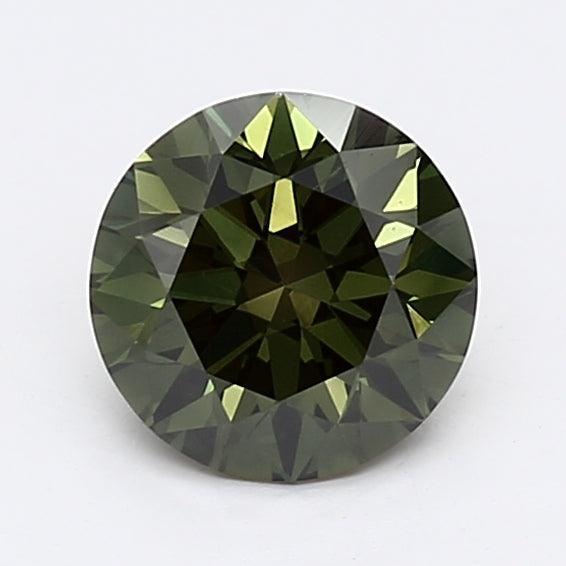 Loose 1.17 Carat Dark Green SI1 IGI Certified Lab Grown Round Diamonds