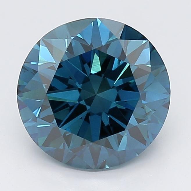 2.01Ct Round SI1 Lab Grown Deep Blue Diamonds with IGI Certificate ...