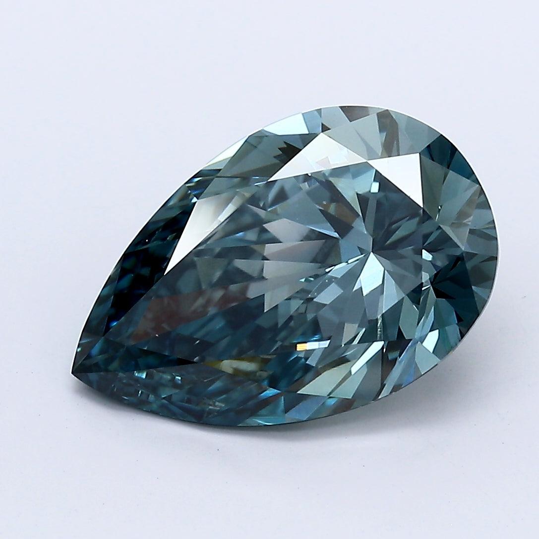 Loose 3.17 Carat Deep Blue VS1 IGI Certified Lab Grown Pear Diamonds