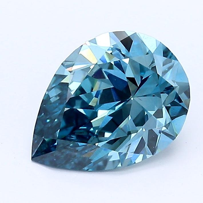 Loose 1.29 Carat Deep Blue SI1 IGI Certified Lab Grown Pear Diamonds