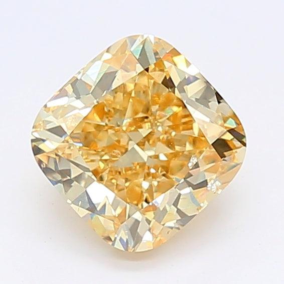 Loose 1.54 Carat Intense Yellow SI1 IGI Certified Lab Grown Cushion Diamonds