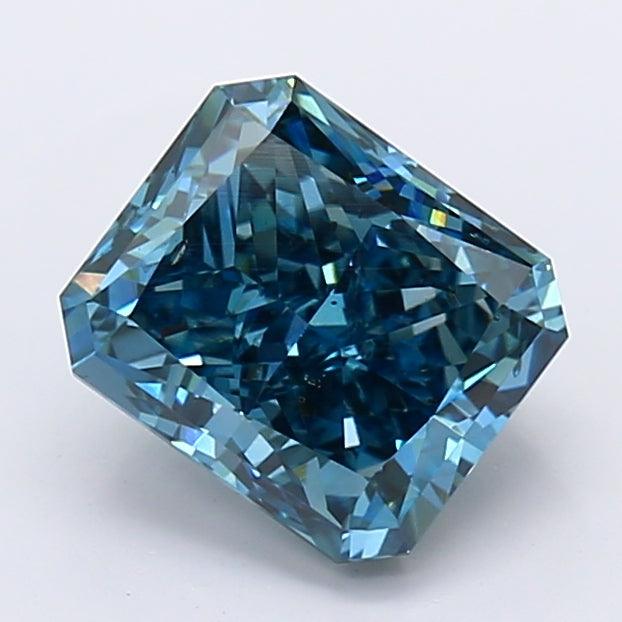 Loose 1.7 Carat Dark Blue SI1 IGI Certified Lab Grown Radiant Diamonds