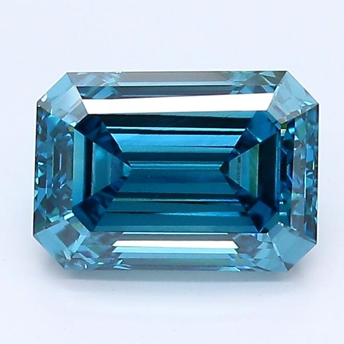 Loose 1.59 Carat Dark Blue SI1 IGI Certified Lab Grown Emerald Diamonds