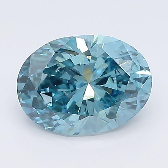 Loose 1.05 Carat Vivid Blue SI2 IGI Certified Lab Grown Oval Diamonds
