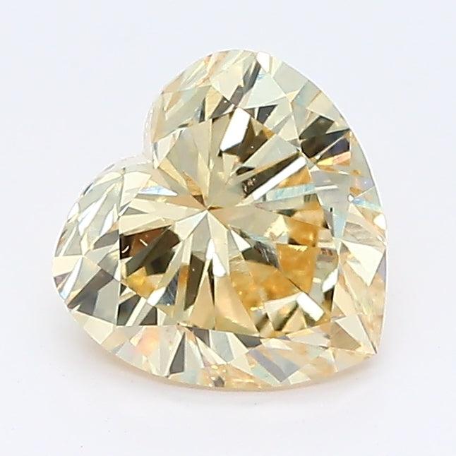 Loose 1.06 Carat Fancy Light Yellow SI1 IGI Certified Lab Grown Heart Diamonds