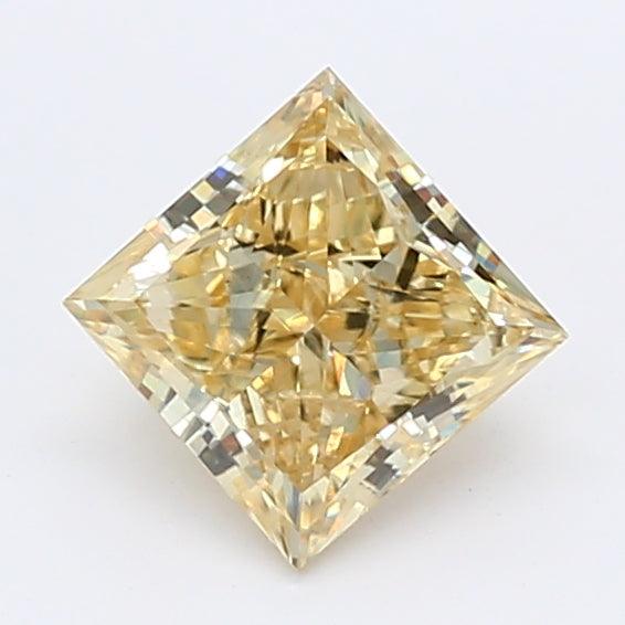 Loose 1.07 Carat Intense Yellow SI2 IGI Certified Lab Grown Princess Diamonds