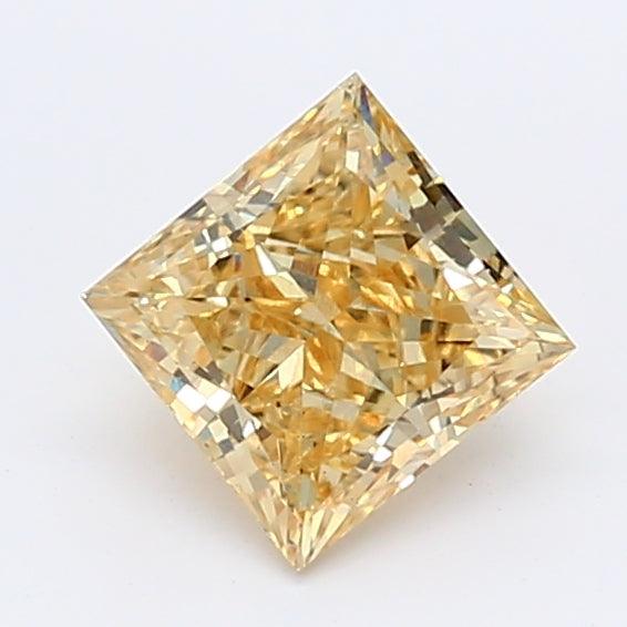 Loose 1.05 Carat Deep Yellow SI1 IGI Certified Lab Grown Princess Diamonds