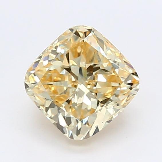 Loose 1.22 Carat Intense Yellow VS2 IGI Certified Lab Grown Cushion Diamonds