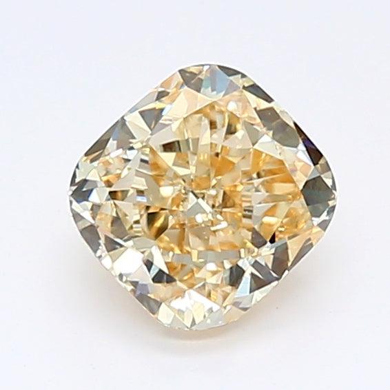 Loose 1.13 Carat Deep Yellow VS2 IGI Certified Lab Grown Cushion Diamonds
