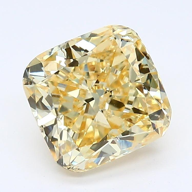 Loose 2.04 Carat Deep Yellow SI1 IGI Certified Lab Grown Cushion Diamonds