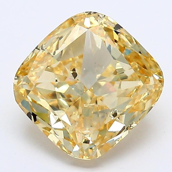 Loose 2.03 Carat Fancy Yellow SI1 IGI Certified Lab Grown Cushion Diamonds