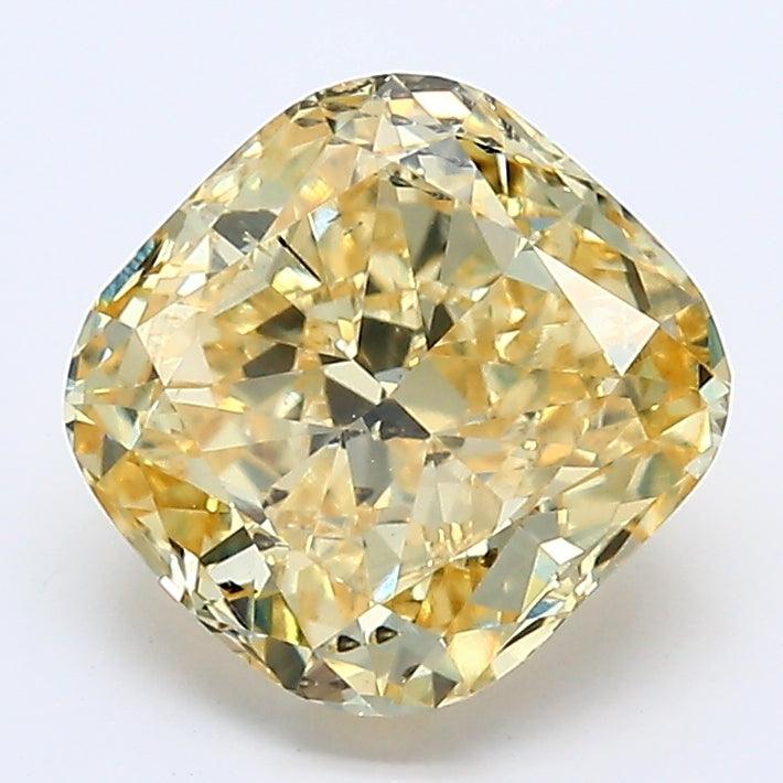 Loose 2.02 Carat Intense Yellow SI1 IGI Certified Lab Grown Cushion Diamonds